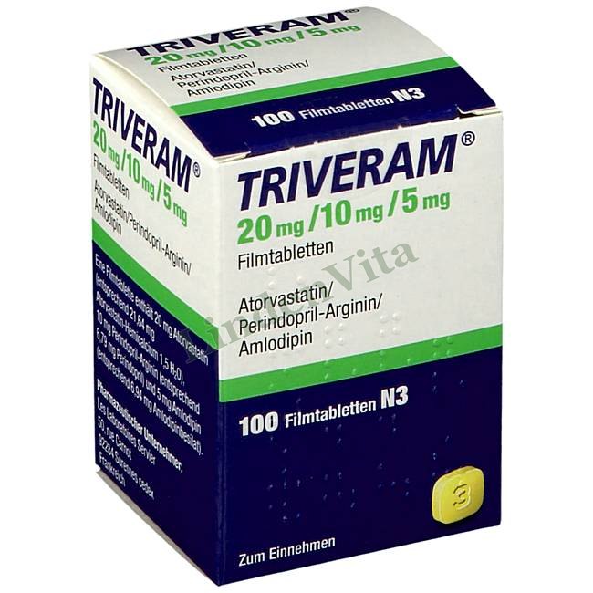 Триверам / Triveram - Аторвастатин Амлодипін Периндоприл — упаковка препарату