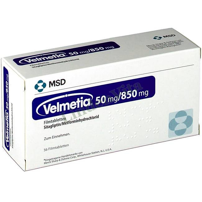 Велметія / Velmetia - Метформін + Ситагліптин / Діабет — упаковка препарату