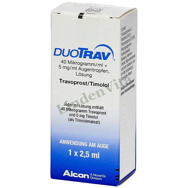 Дуотрав / Duotrav - Тимолол + Травопрост / Очі та вуха — упаковка препарату