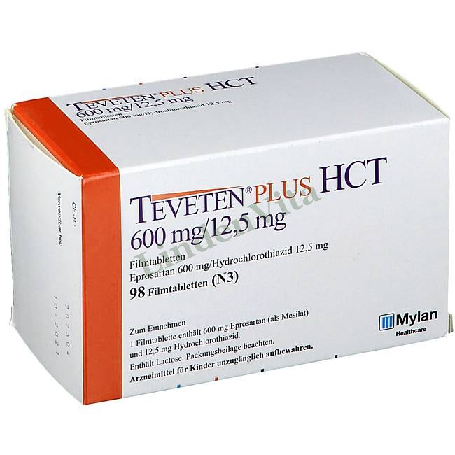 Теветен / Teveten - Епросартан + Гідрохлоротіазид / Від тиску — упаковка препарату