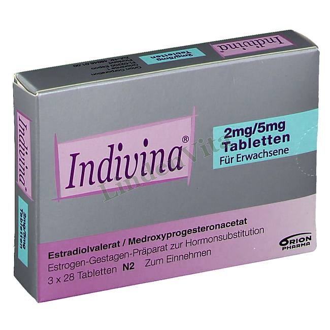 Індівіна / Indivina - Медроксипрогестерон + Естроген — упаковка препарату