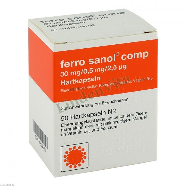 Ферро Санол / Ferro Sanol - Залізо Вітамін B12 (Ціанокобаламін) Фолієва кислота / Анемія — упаковка препарату