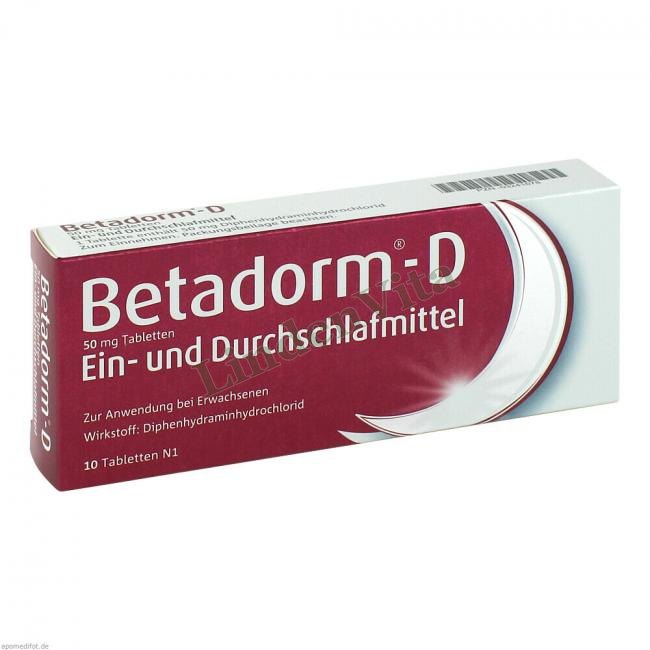 Бетадорм / Betadorm - Дифенгидрамин — упаковка препарата