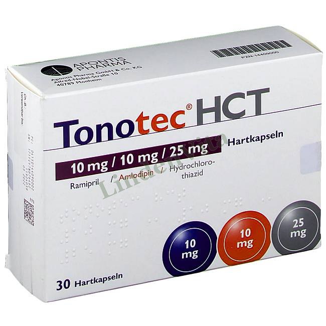 Тонотек / Tonotec - Раміприл Амлодипін Гідрохлоротіазид / Від тиску — упаковка препарату